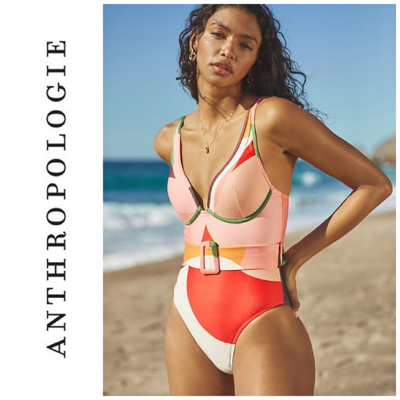 Hutch Other - NWT Hutch Anthropologie Roxy Plus Sz 1X Modernist Belted One Piece Swimsuit NEW